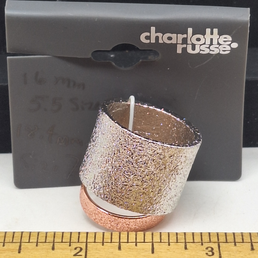 Charlotte Russe Silver and Rose Gold Tones Rings Size 5.5 & 7.5